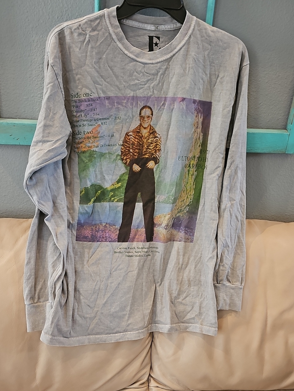 Elton John Light Gray Long-Sleeve Graphic Tee